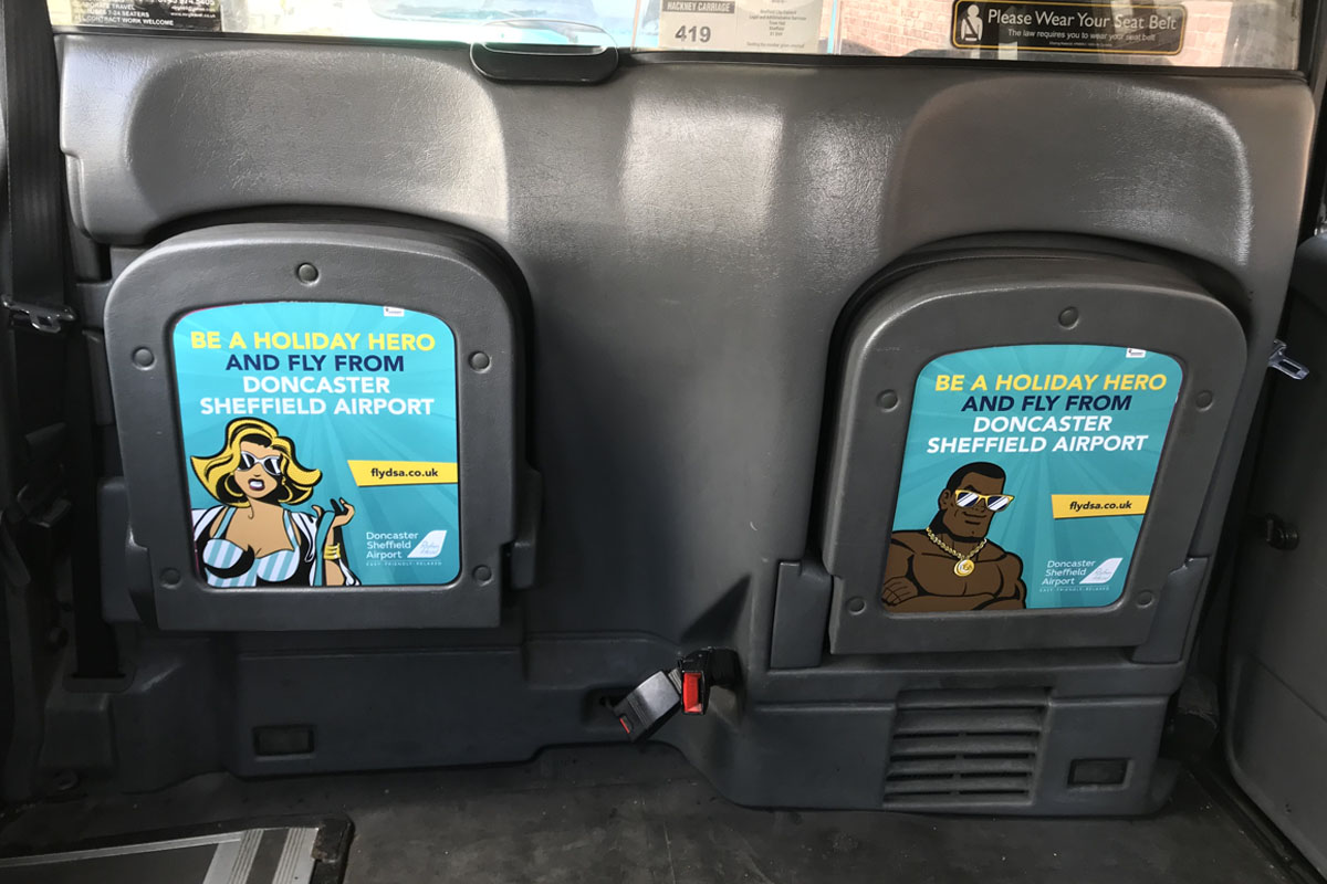 Tip Seat Taxi Advertising Sheffiled Doncaster Airport 1